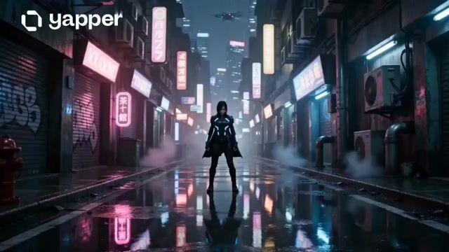 プロンプトのプレビュー: ネオン輝く東京のサイバーパンク・アクションシーン