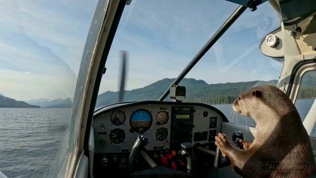 プロンプトのプレビュー: カワウソが飛行機を操縦するドキュメンタリー