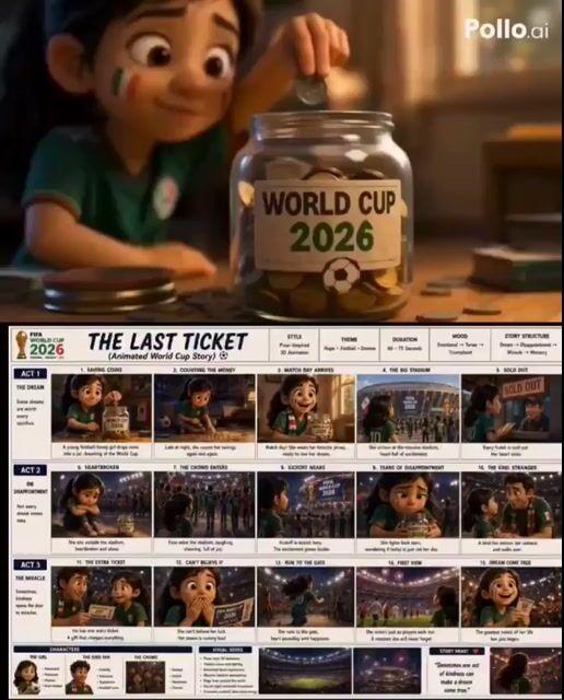 ตัวอย่างพรีวิวพรอมต์: เรื่องราวฟุตบอลโลก 2026 ในสไตล์ Pixar