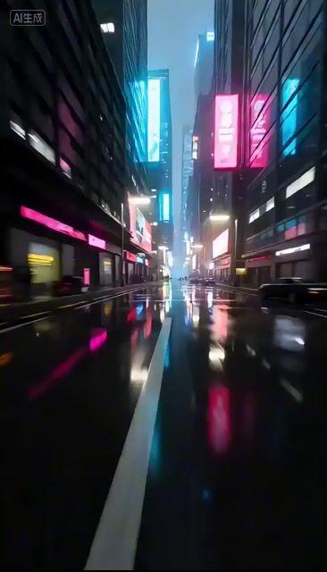 プロンプトのプレビュー: サイバーパンクな都市の雨の夜:動画生成プロンプト