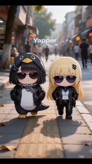 プロンプトのプレビュー: ちびガールズが街をかっこよく闊歩する動画