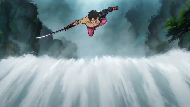 プロンプトのプレビュー: サイバー武侠アクションシーン:滝の決闘
