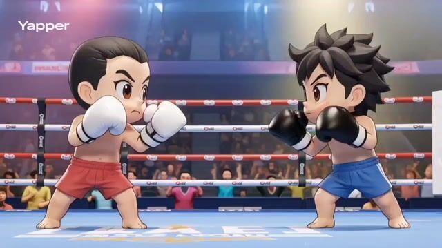 プロンプトのプレビュー: アニメアクションスタイルのちびボクシングマッチ