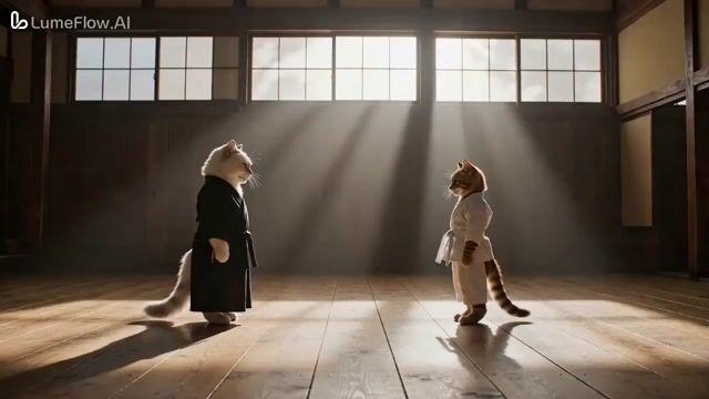 プロンプトのプレビュー: CatFu Dojo ファイトシーン