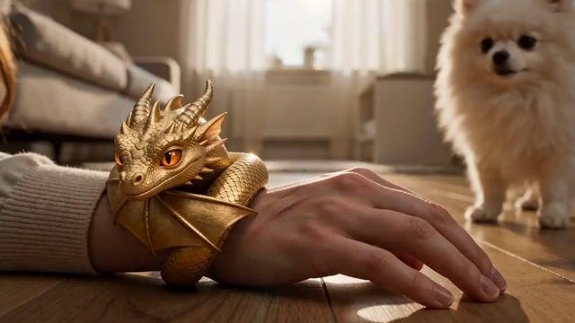 プロンプトのプレビュー: Seedance 2.0 ビデオプロンプト:Golden Tiny Dragon