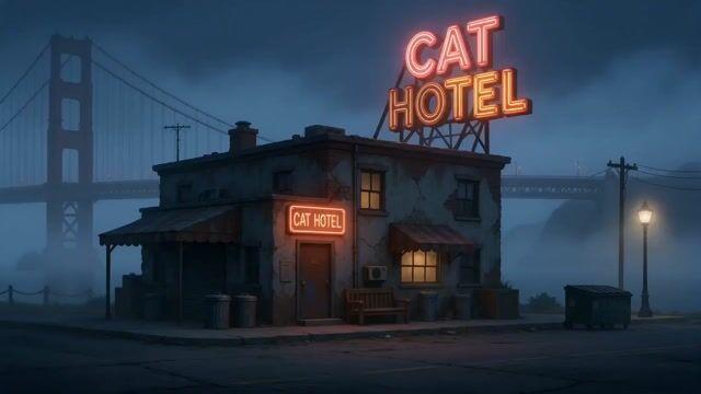プロンプトのプレビュー: 猫のエレベーター乱闘コメディ