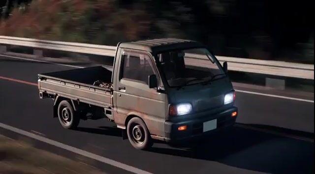 Prompt-Vorschau: Kei Truck Street Racer driftet auf japanischer Autobahn