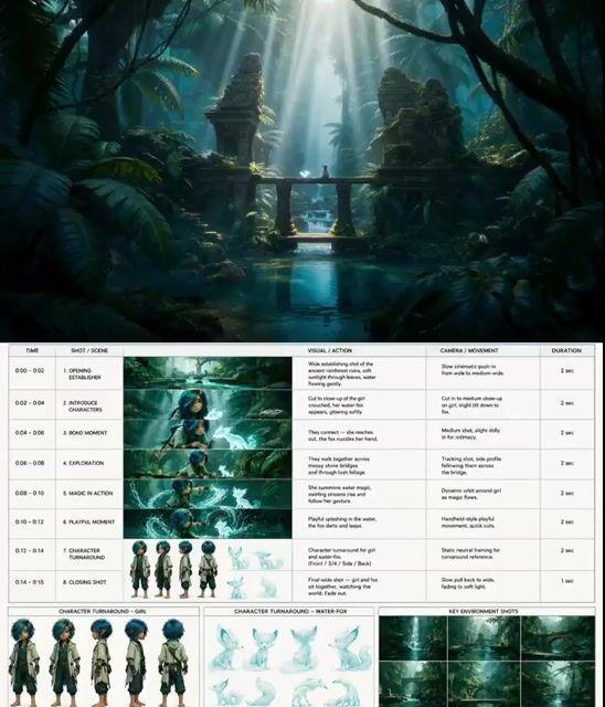 プロンプトのプレビュー: ファンタジーアニメーション:ジャングル・アドベンチャー