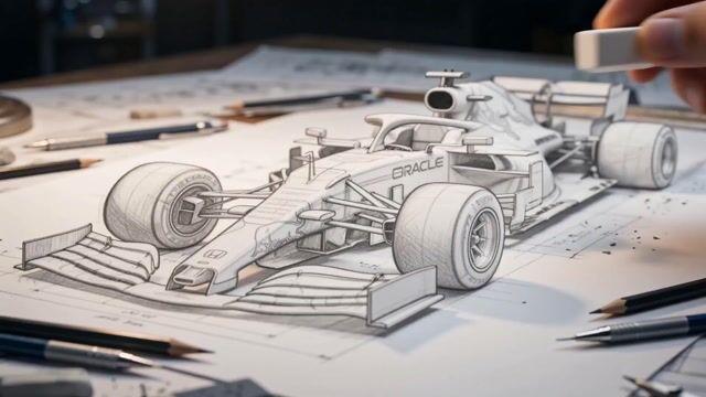 ตัวอย่างพรีวิวพรอมต์: การเปลี่ยนภาพสเก็ตช์รถ Formula 1 ให้เป็นโมเดล 3D
