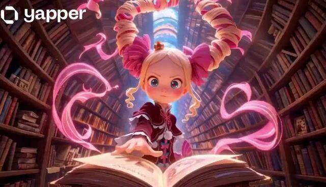 プロンプトのプレビュー: ピクサー風の魔法少女と図書館