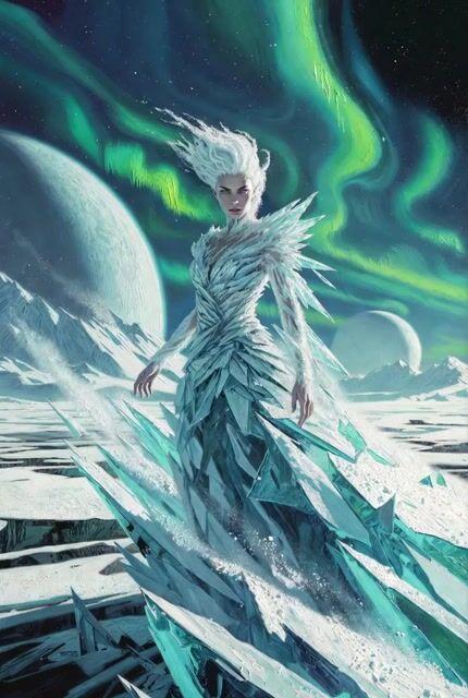 Aperçu du prompt: Peinture à l'huile de la Reine des Glaces