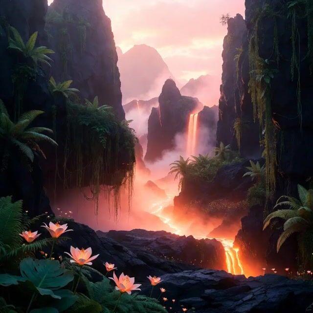 ตัวอย่างพรีวิวพรอมต์: วิดีโอพรอมต์ Volcanic Paradise สำหรับ Grok Imagine