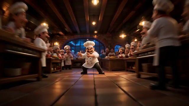 プロンプトのプレビュー: 映画のようなピザ職人のアニメーションシーケンス