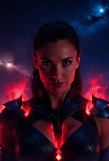 Vista previa del prompt: Retrato de ciencia ficción de una mujer guerrera de Orión