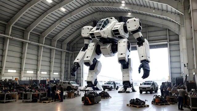 İstem önizlemesi: Video Oluşturma İstemcisi: Uçak Hangarında Mekanik Robot