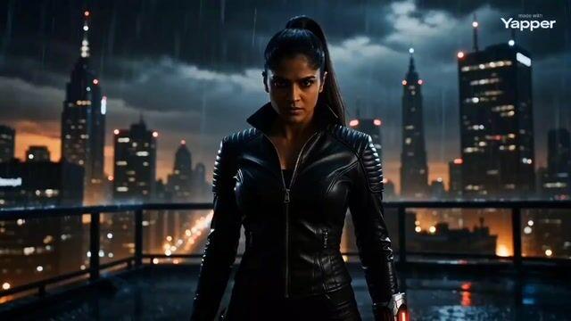 プロンプトのプレビュー: スーパーウーマンのシネマティック変身シークエンス