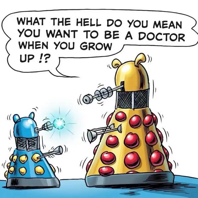 Pré-visualização do prompt: Cenário da Família Dalek de Doctor Who