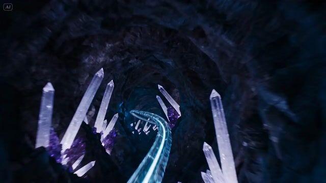 プロンプトのプレビュー: 地底クリスタル洞窟での磁気浮上レース