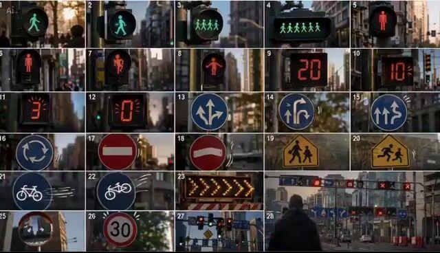 ตัวอย่างพรีวิวพรอมต์: แอนิเมชันป้ายจราจรมีชีวิตในเมือง