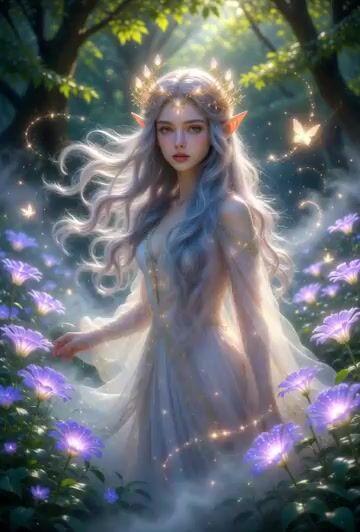 ตัวอย่างพรีวิวพรอมต์: การสร้างวิดีโอ Elf Goddess of the Forest