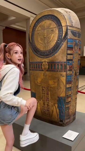 プロンプトのプレビュー: 美術館での自撮りドタバタコメディ