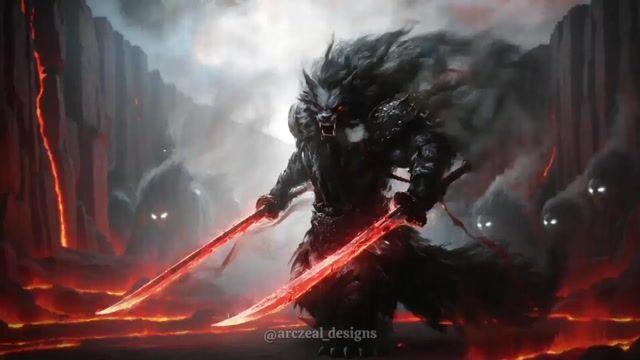 Aperçu du prompt: Prompt vidéo Grok Imagine pour une bande-annonce de film sur un chasseur de démons loup-garou