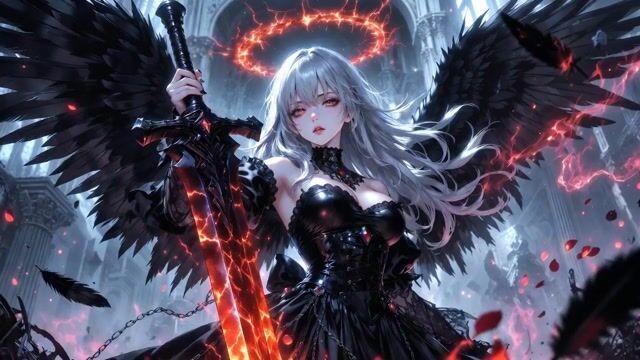 ตัวอย่างพรีวิวพรอมต์: Crimson Seraph Dark Fantasy