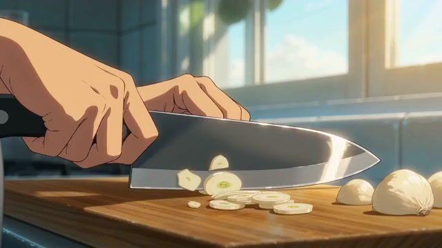 プロンプトのプレビュー: アニメ風パスタ調理シーケンス