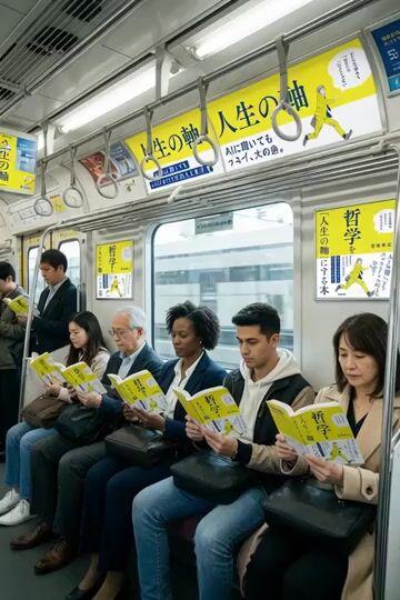 プロンプトのプレビュー: 地下鉄での読書シーン