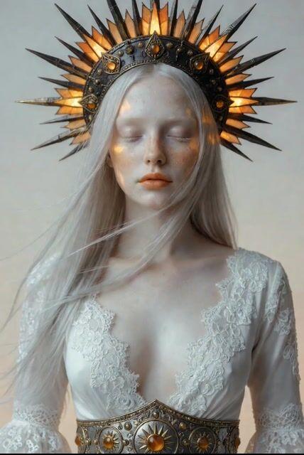Anteprima del prompt: Donna eterea con corona a raggiera