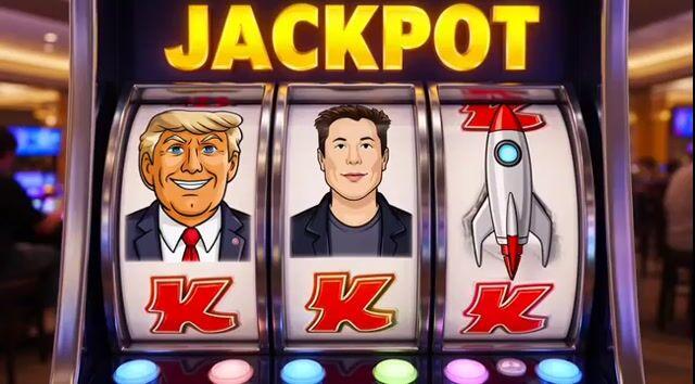 İstem önizlemesi: Grok Imagine istemi: Trump, Musk ve bir roketle slot makinesi ikramiyesi