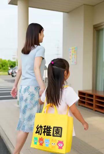 ตัวอย่างพรีวิวพรอมต์: ท่าทางบอกลาหน้าโรงเรียนอนุบาล