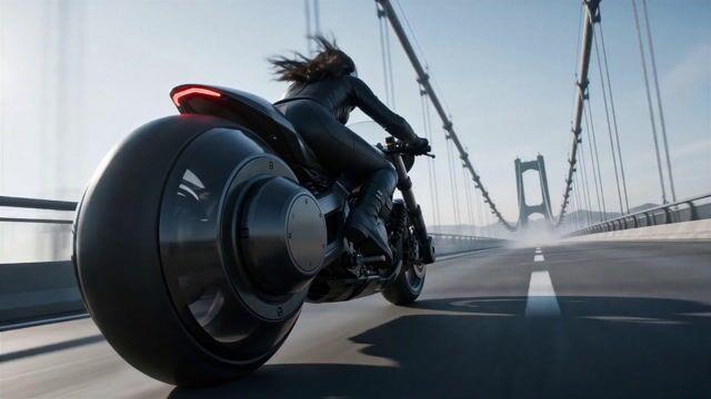 プロンプトのプレビュー: 近未来のバイク便アクション