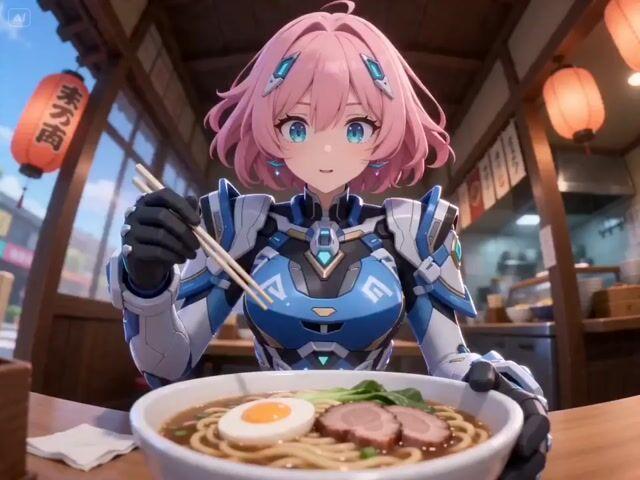プロンプトのプレビュー: 3D カートゥーン風ラーメンを食べるアニメーション