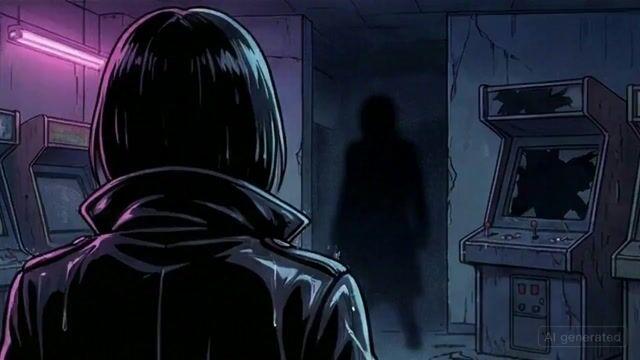 プロンプトのプレビュー: 影の男に女性が対峙