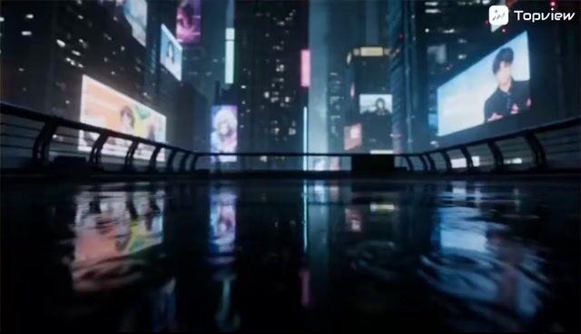 プロンプトのプレビュー: AAA ゲームのトレーラー風、近未来的なネオンシティの動画プロンプト