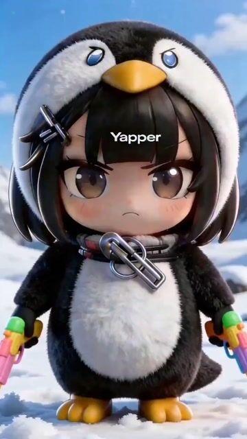 プロンプトのプレビュー: 雪の中で踊るペンギンの着ぐるみを着たちびアニメガール