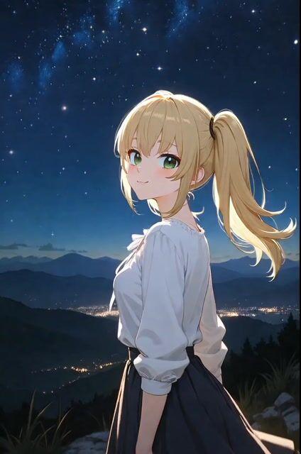 プロンプトのプレビュー: 星空を見上げる Ani