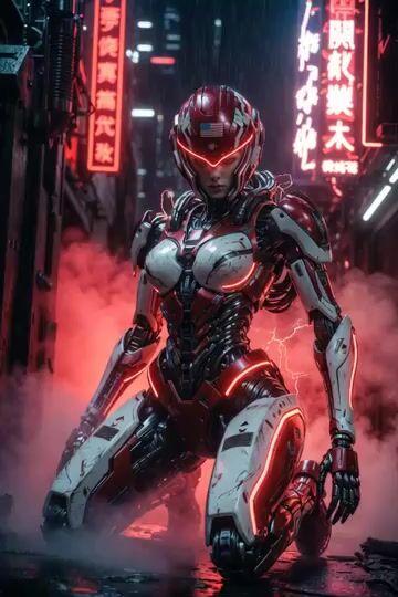 Aperçu du prompt: Cyberpunk Mecha Warrior Video Prompt