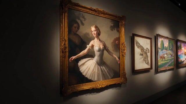 プロンプトのプレビュー: 美術館ギャラリーのトラッキングショット