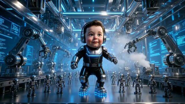 İstem önizlemesi: Bebek Elon Musk Tekno Rave Video İstemi