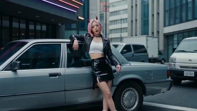 プロンプトのプレビュー: K-Pop ガールクラッシュ系ミュージックビデオのリップシンク