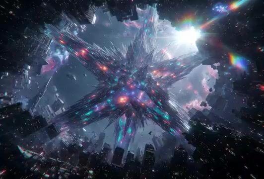 提示詞預覽: Tesseract Star Cube Incursion 影片提示