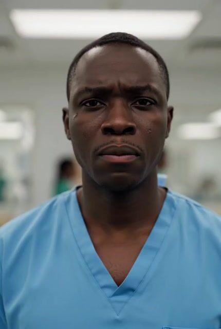 Aperçu du prompt: POV cinématique d'un professionnel de la santé ghanéen stressé