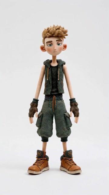 プロンプトのプレビュー: ストップモーション風キャラクターターンテーブル・ショーケース