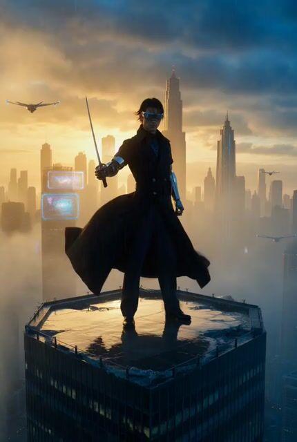 ตัวอย่างพรีวิวพรอมต์: พรอมต์วิดีโอ Cyberpunk Samurai Megacity