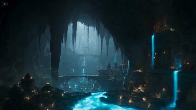 プロンプトのプレビュー: 生物発光する地下文明