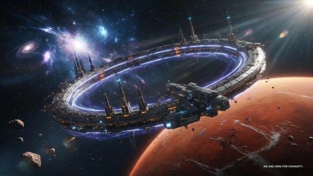 Vista previa del prompt: Sobre la humanidad: Megaestructura galáctica