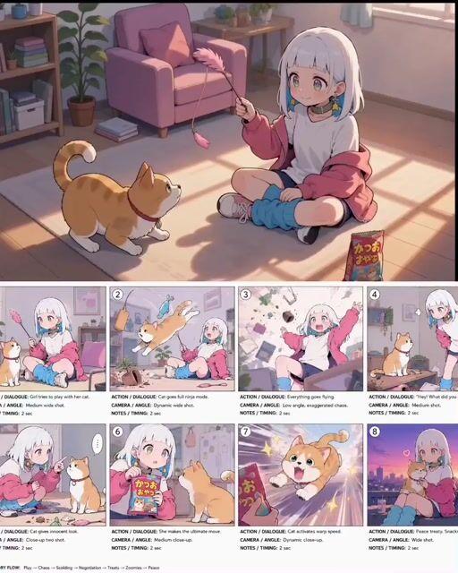 プロンプトのプレビュー: アニメコメディ・カオス動画プロンプト