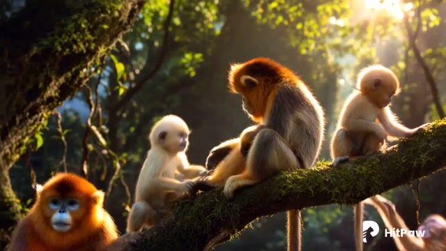 プロンプトのプレビュー: サル一家によるスズメ救出の物語